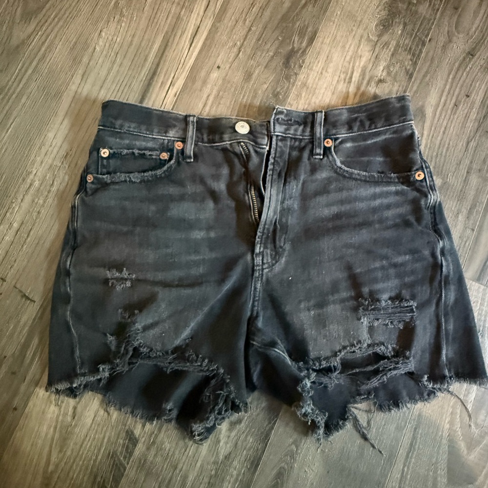 American Eagle Outfitters Black Distressed Jean Shorts